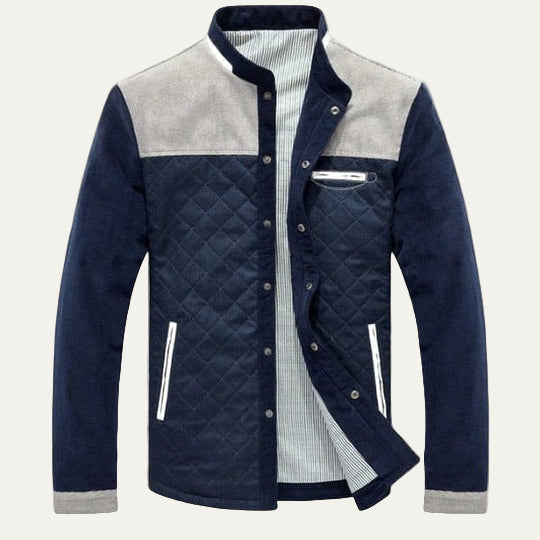 Men’s Quilted Jacket with Suede Sleeves