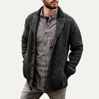 The Siracusa Men’s Chunky Knit Shawl Collar Cardigan