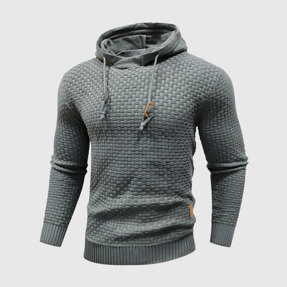 Cevori Textured Knit Drawstring Hoodie