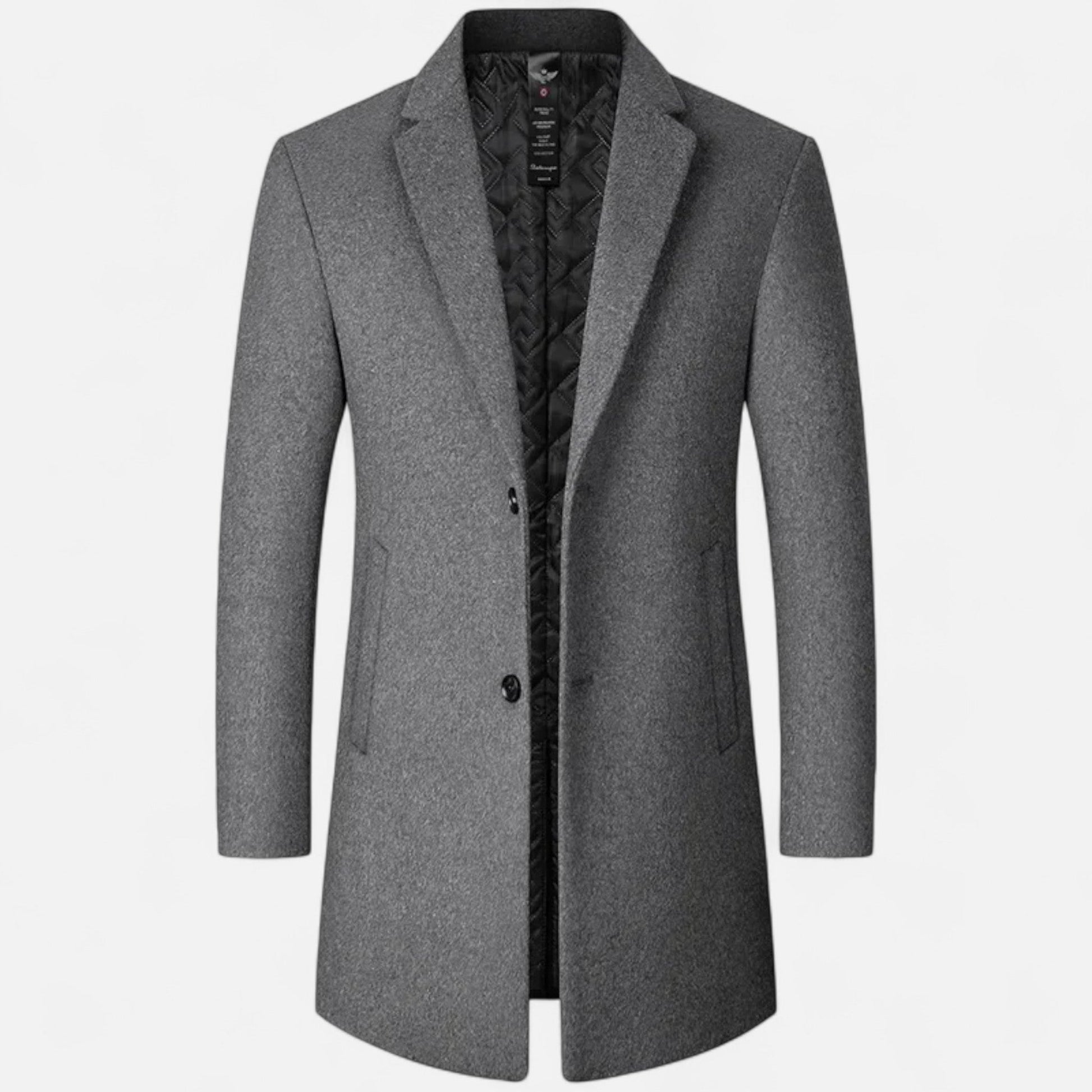 Men's Stylish Wool Pea Coat - Slim Fit, Insulated Lining - BritishElegance