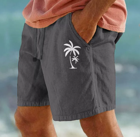 Tropical Summer Shorts with Palm Embroidery