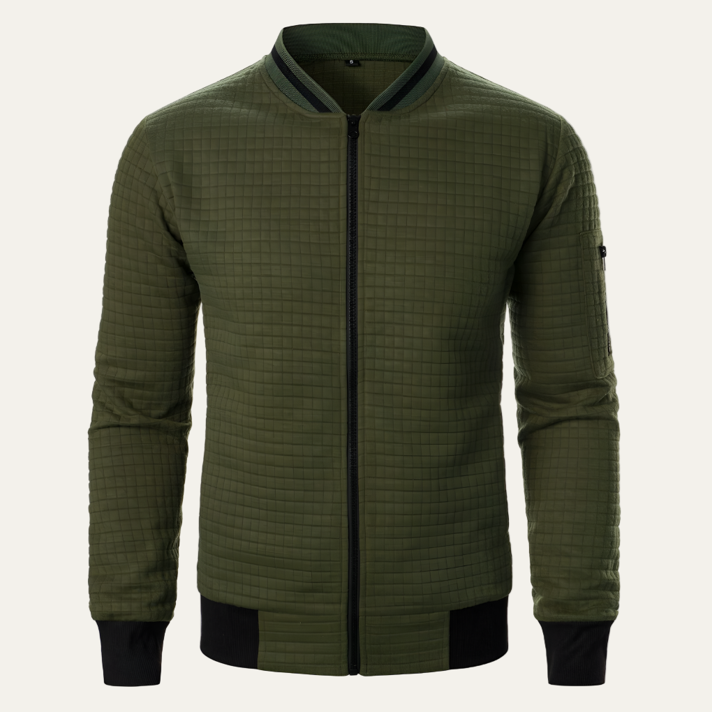 Men’s Waffle Knit Full Zip Casual Sweatshirt