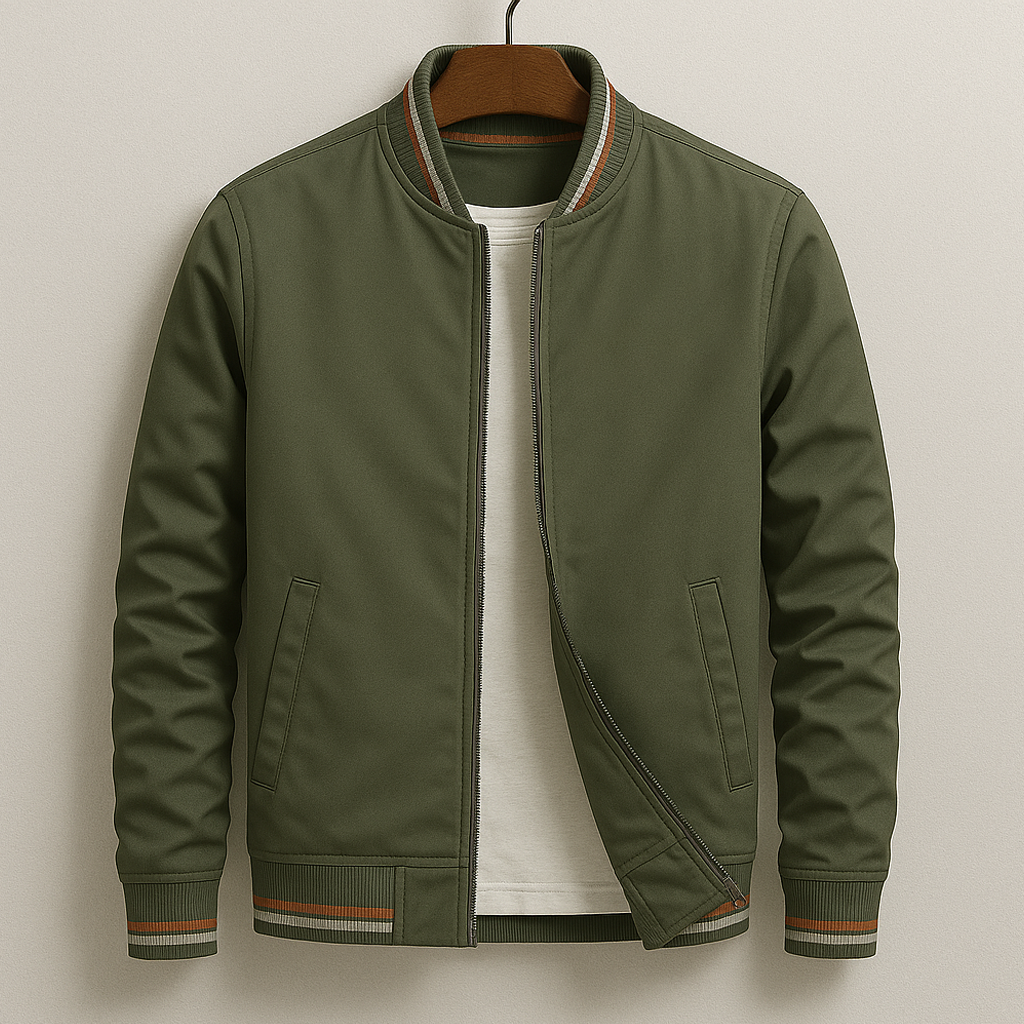 Men's Slim Fit Casual Bomber Jacket with Cuffs
