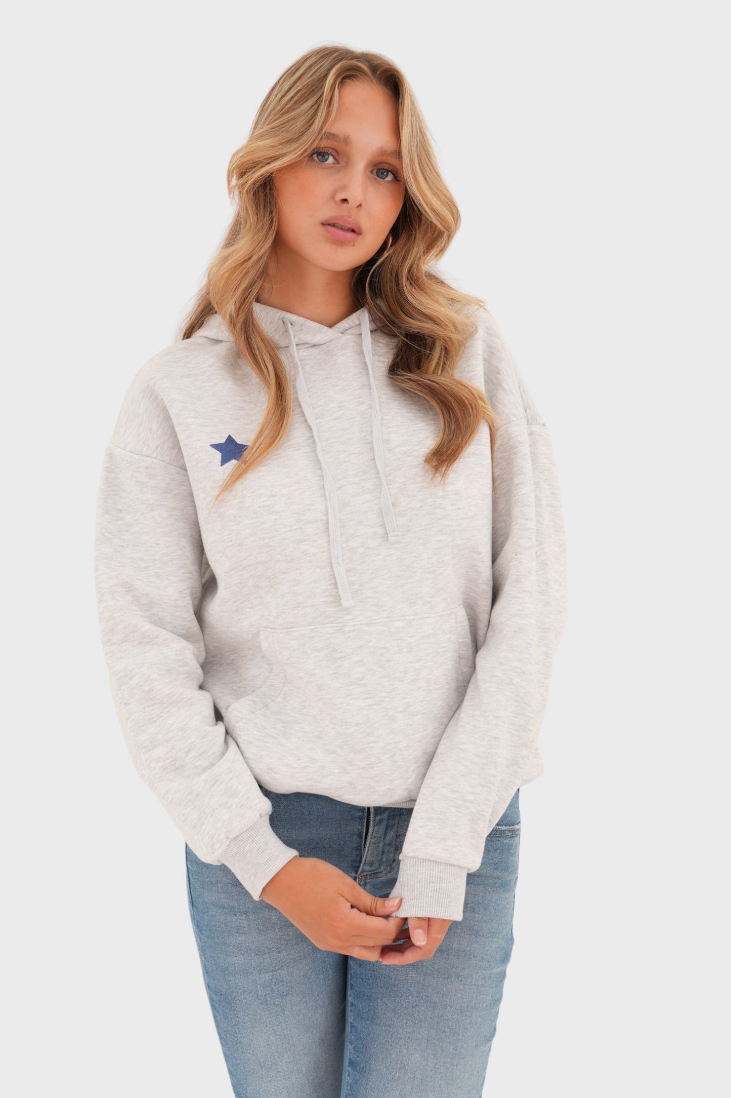 Grey Women's Sweater with Playful Star Print - LunaStar