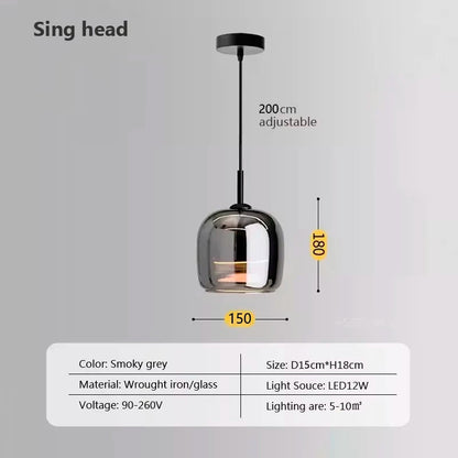 Sleek Glass LED Hanging Light Modern Chandelier