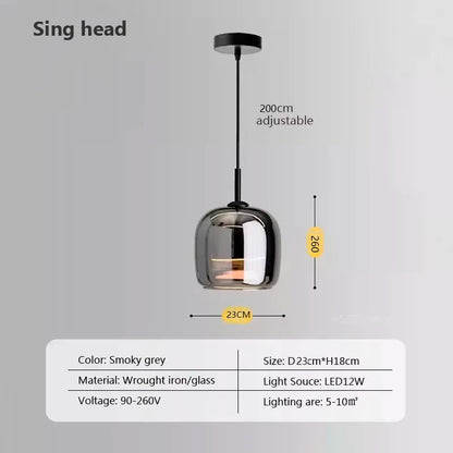Sleek Glass LED Hanging Light Modern Chandelier