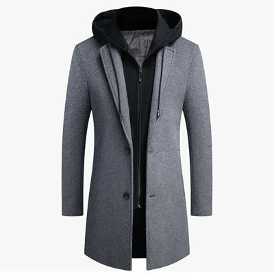 Classic Double Layer Hooded Coat - BritishElegance