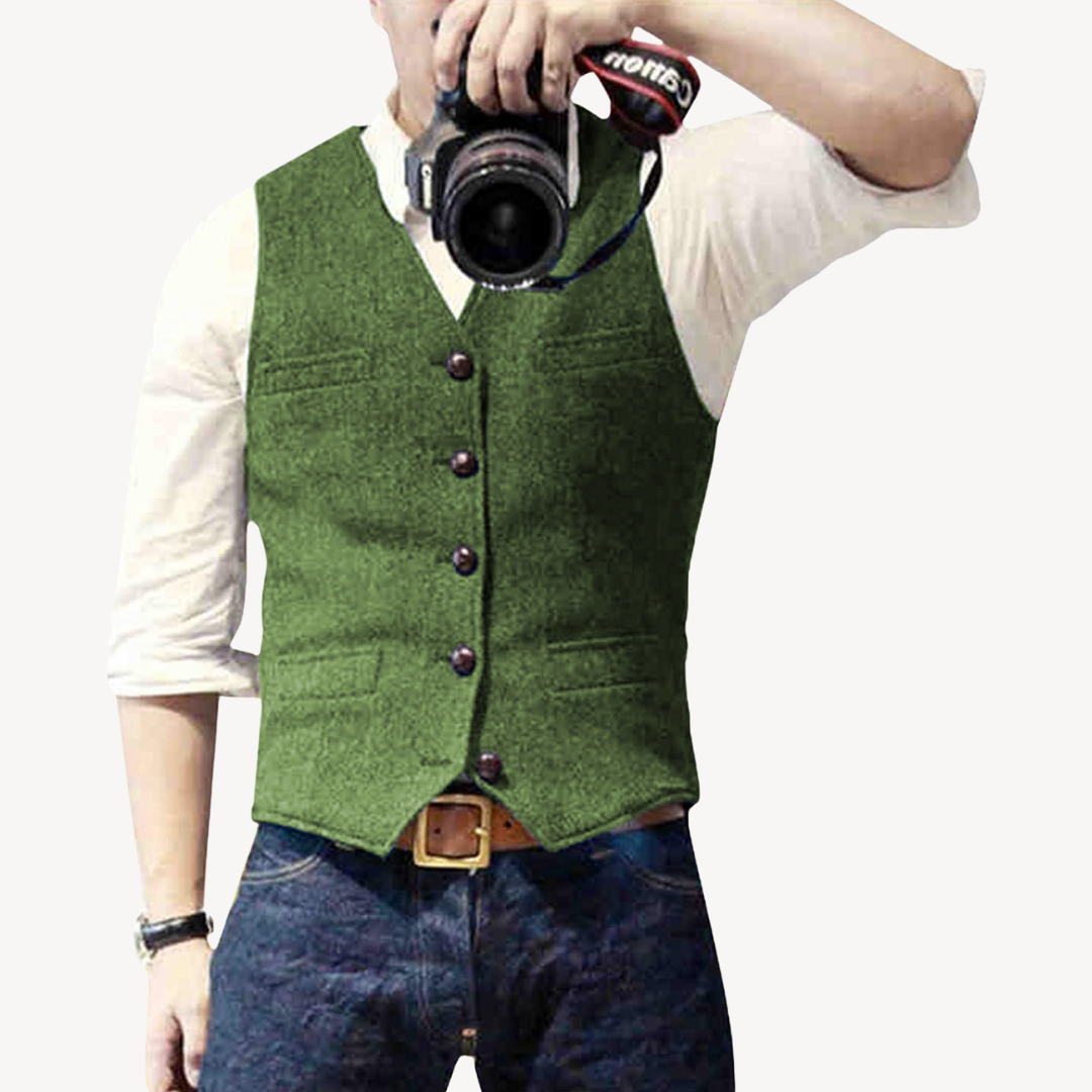 Men's Buttoned Wool Vest