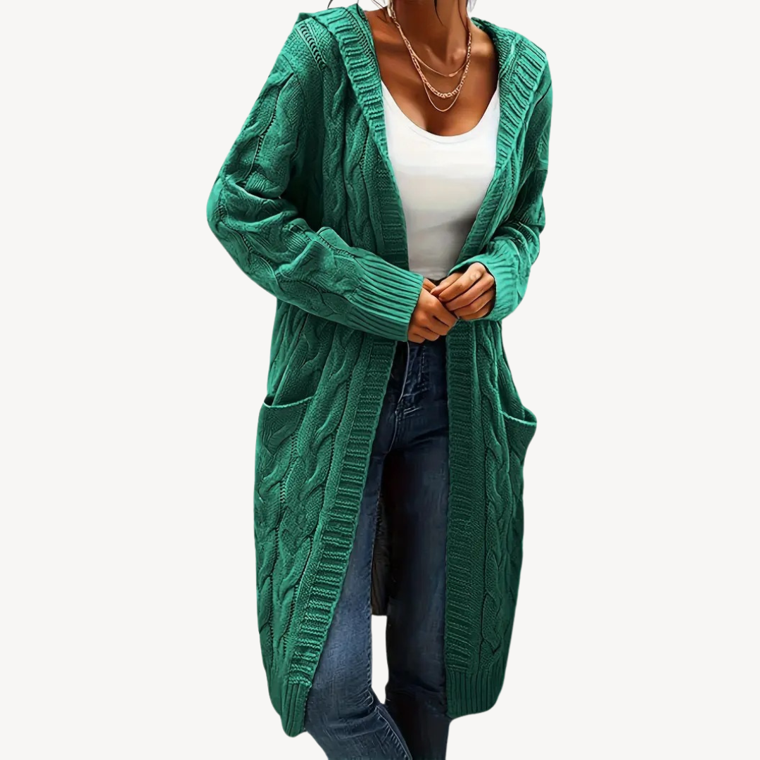 Cable Knit Hooded Cardigan