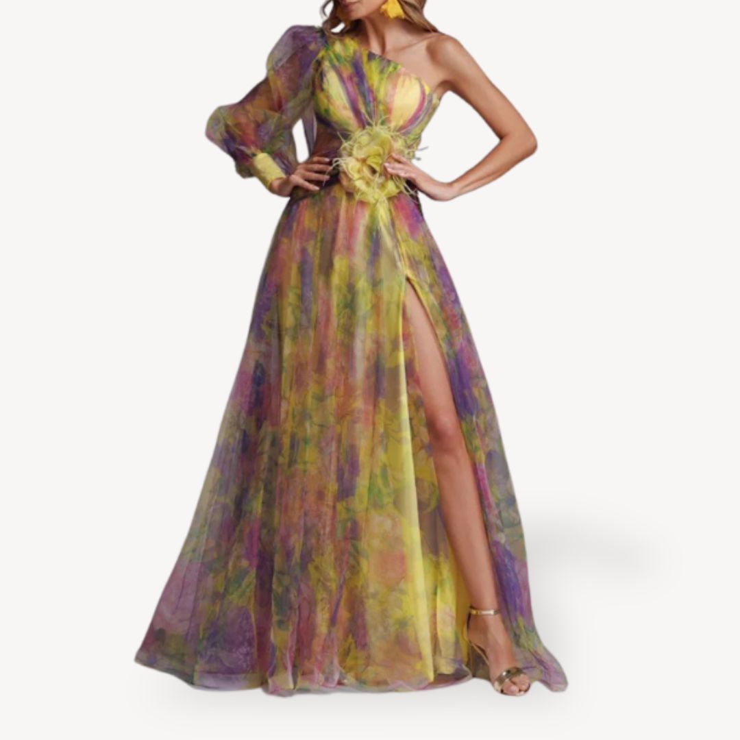 Women's Floral One-Shoulder Maxi Dress