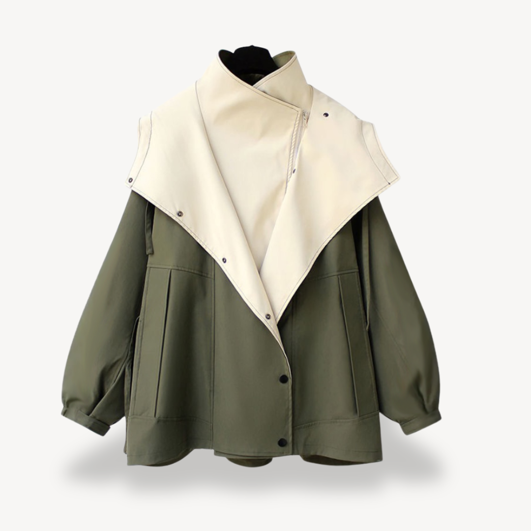 Colorblock Trench Coat for Women
