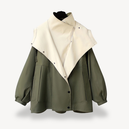 Colorblock Trench Coat for Women