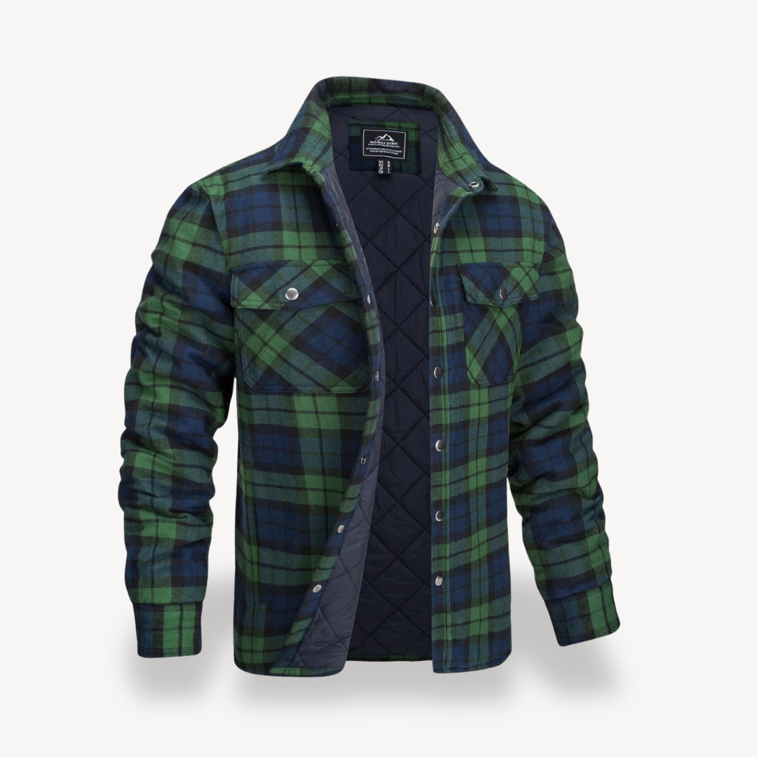 Plaid Fleece Lined Jacket for Men