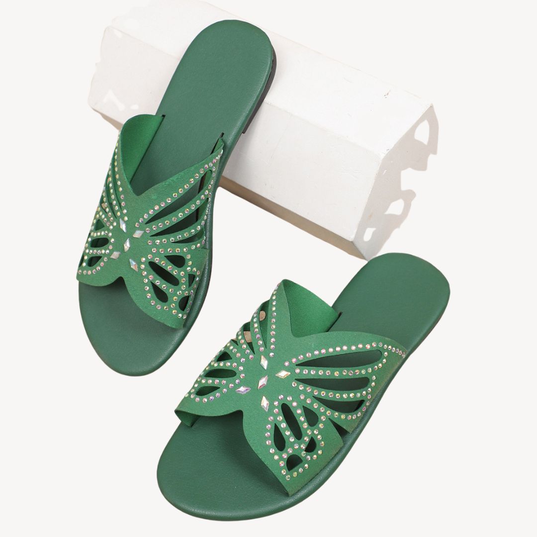 Women's Orthopedic Rhinestone Butterfly Flat Sandals