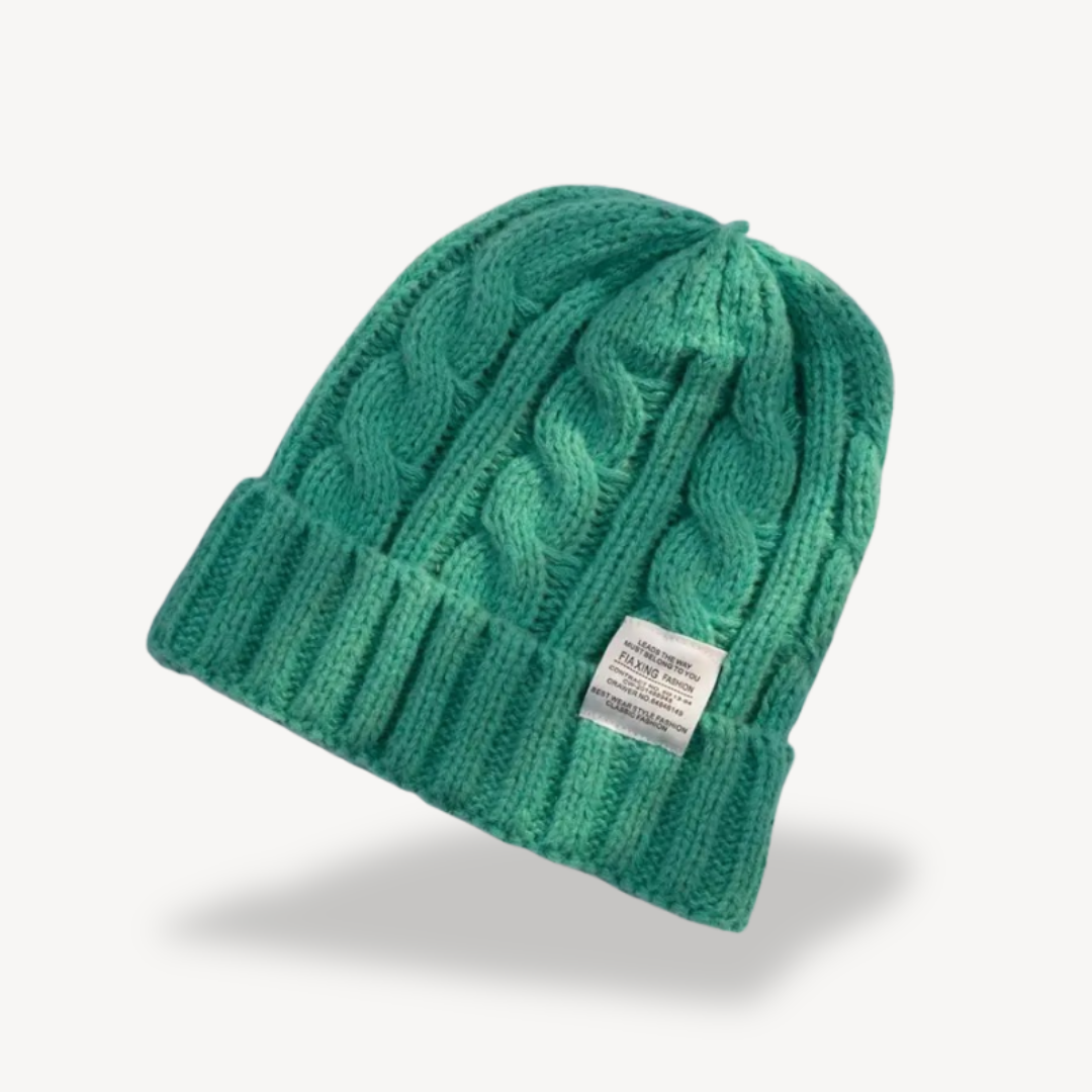 Cable Knit Beanie Hat for Women - Soft Wool Blend