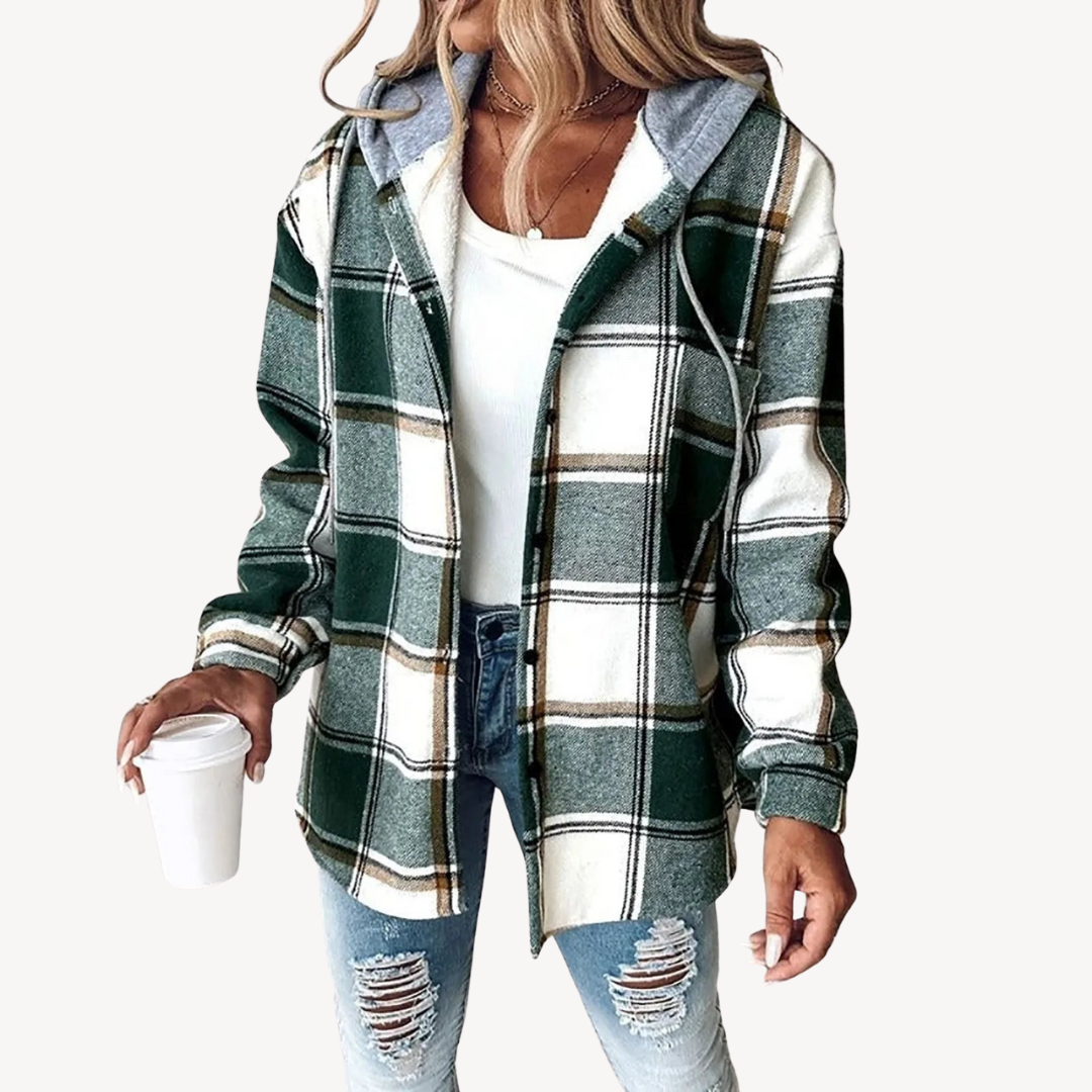 Plaid Hooded Shirt Jacket