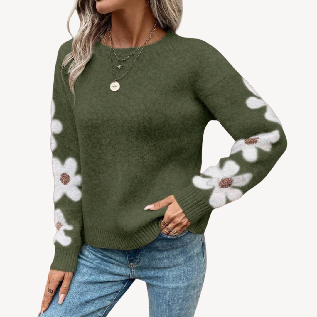 Floral Embroidered Sweater for Women