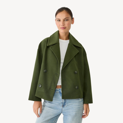 Cropped Wool Peacoat for Women