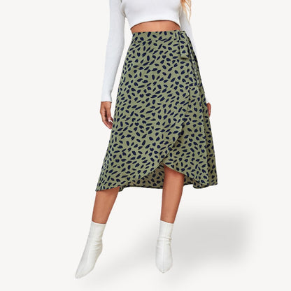 Women's Printed Chiffon Wrap Midi Skirt