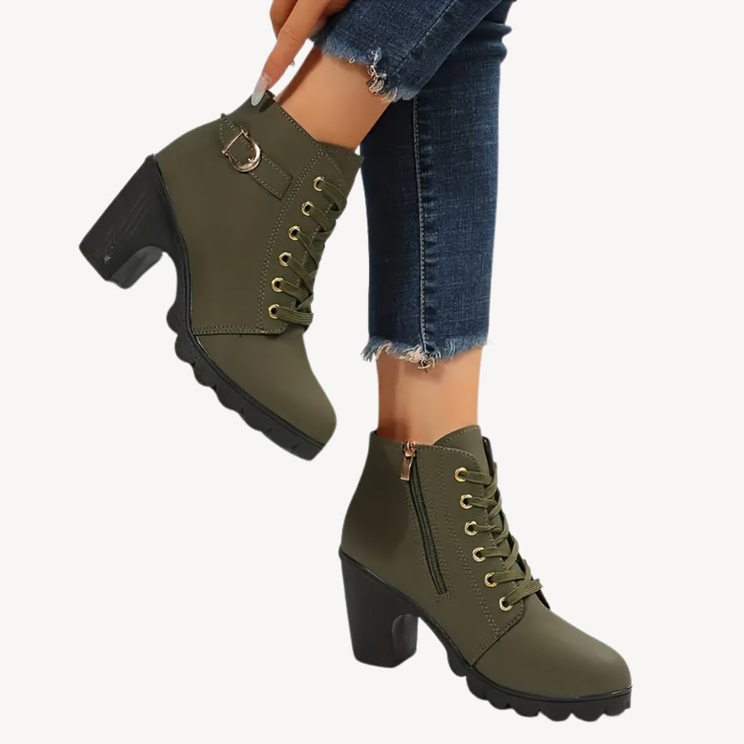 Orthopedic Lace-Up Heeled Booties
