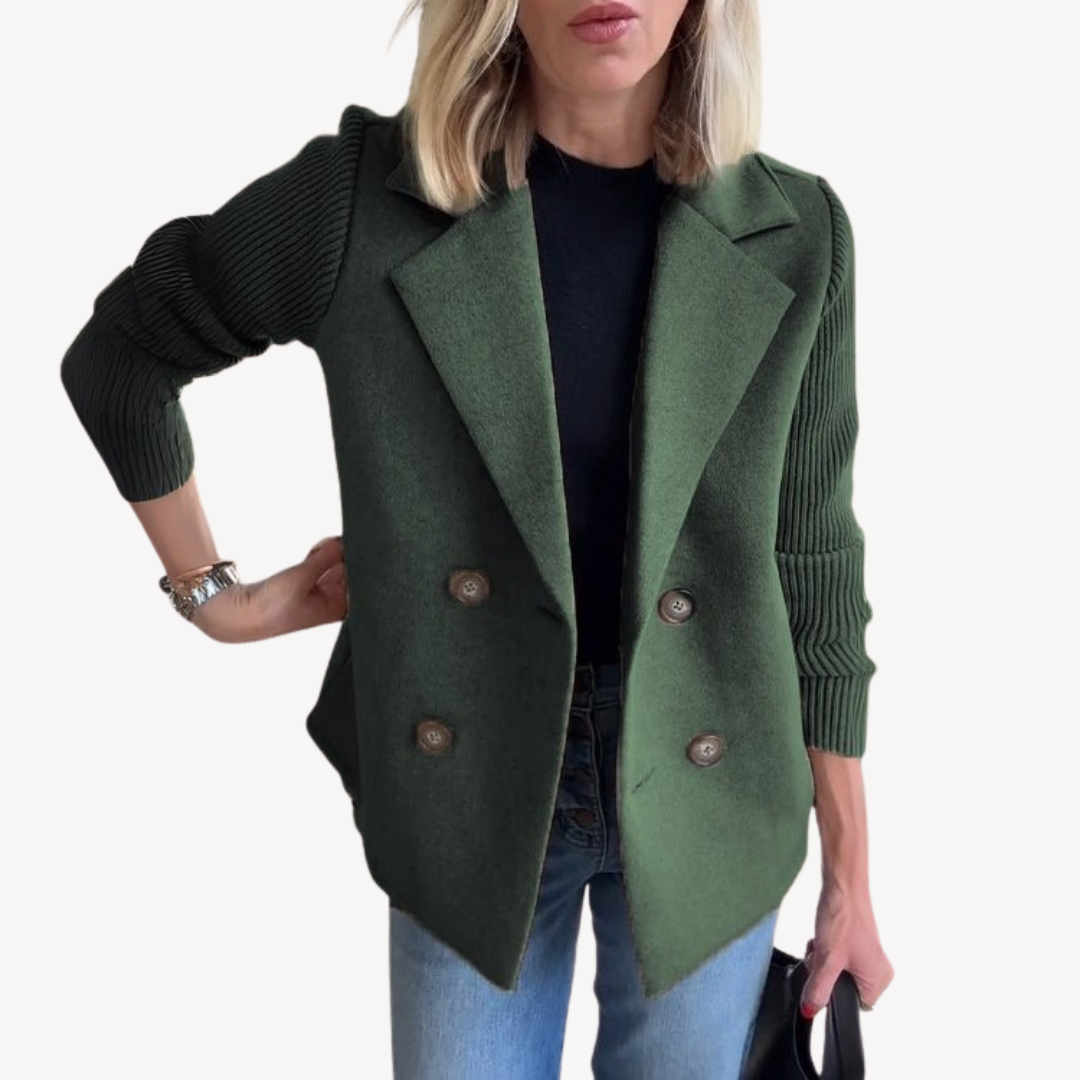 Women's Wool Blend Double-Breasted Knit Blazer