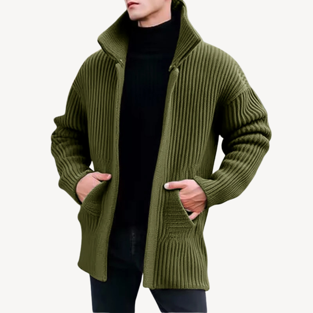 Ribbed Knit Cardigan for Men