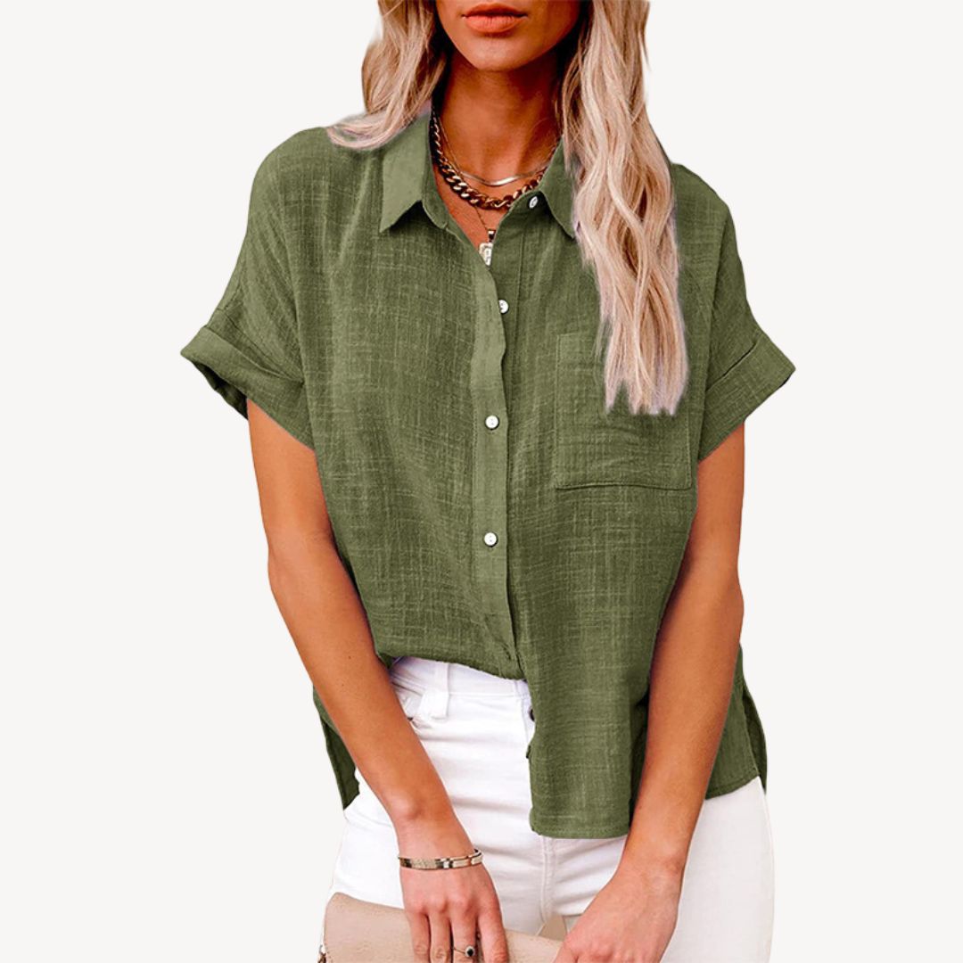 Women's Short Sleeve Linen Shirt