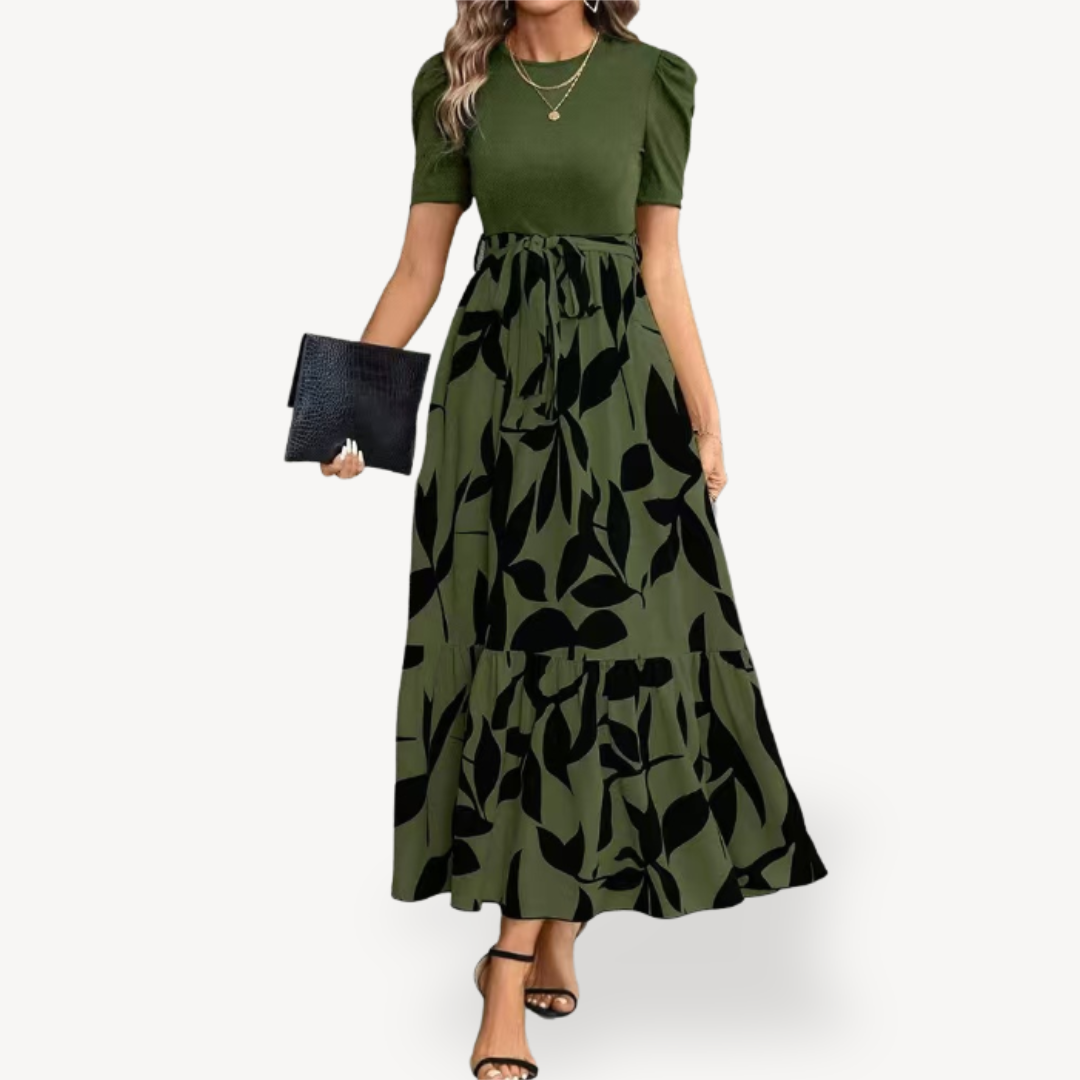 Women’s Casual Maxi Dress Short Sleeve Belted