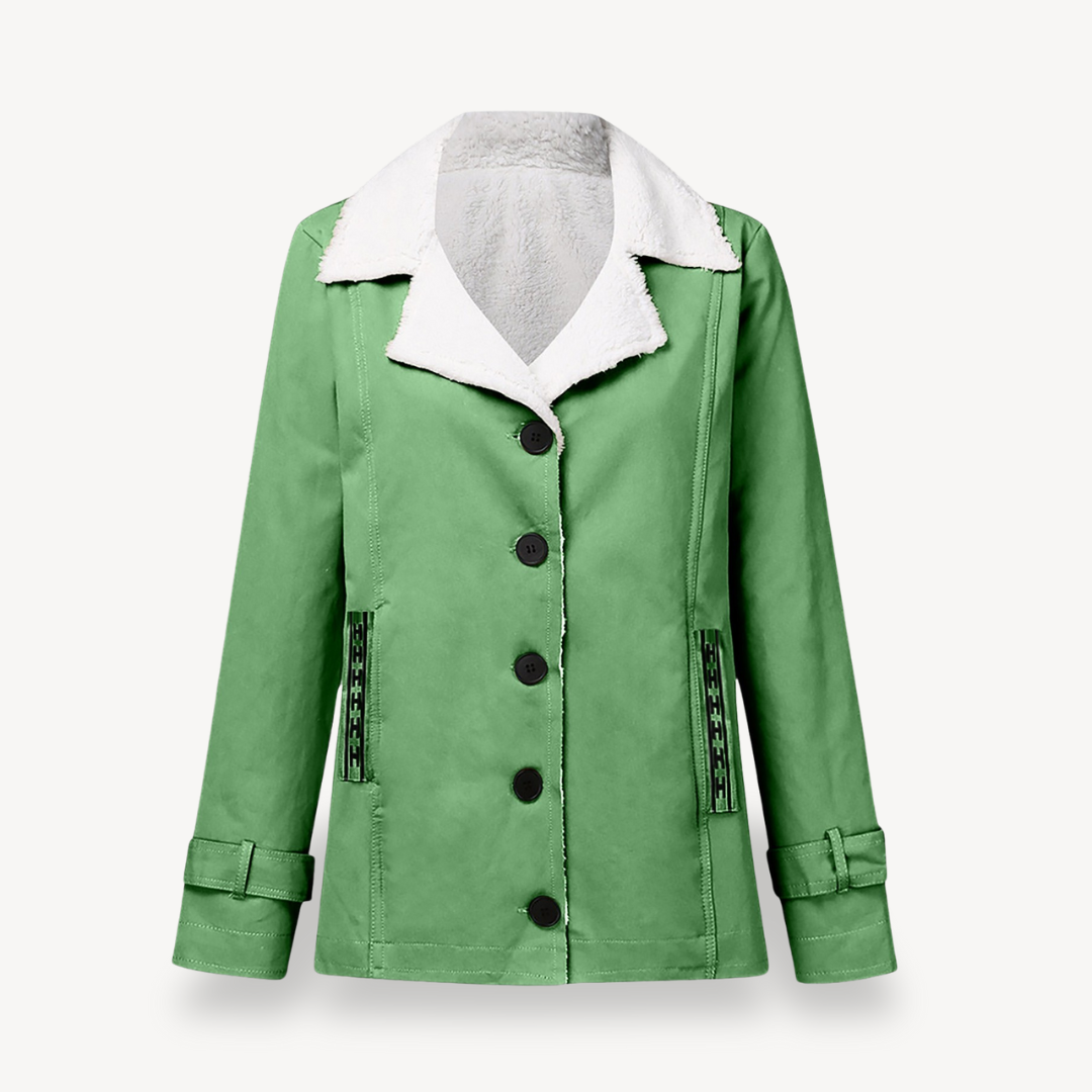 Women’s Fleece-Lined Coat with Buttons