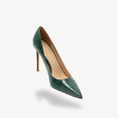 Orthopedic Croc-Embossed Pointed Heels for Women