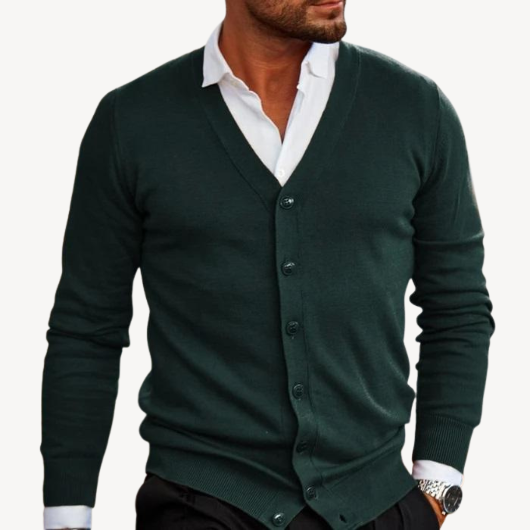 V-Neck Button-Down Cardigan for Men