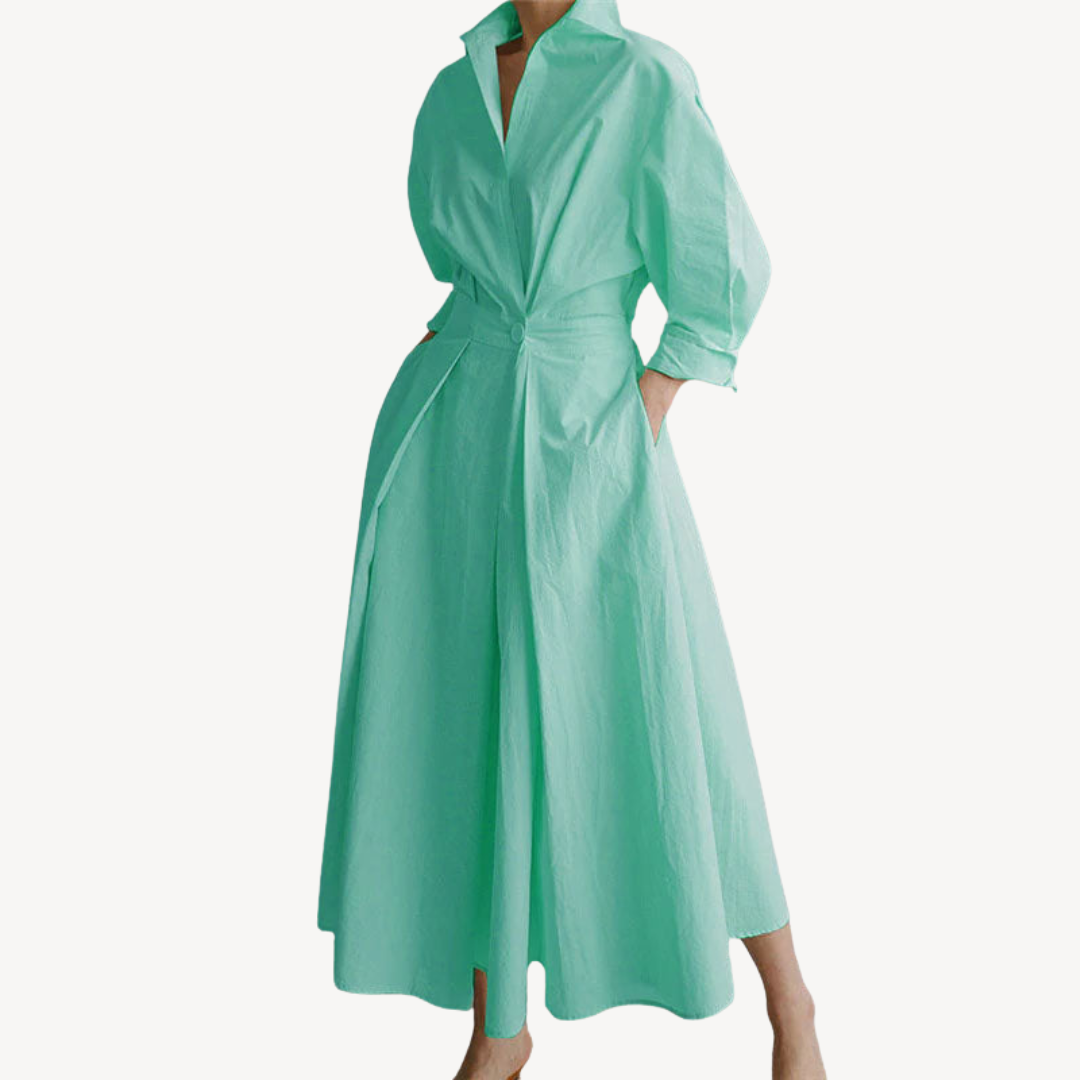 Women's Cotton Linen Blend Shirt Dress