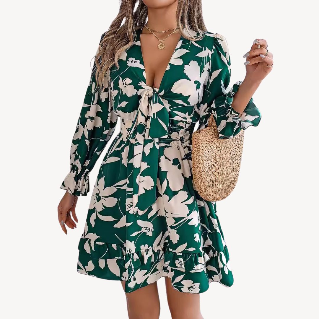 Women's Floral Polyester Mini Dress