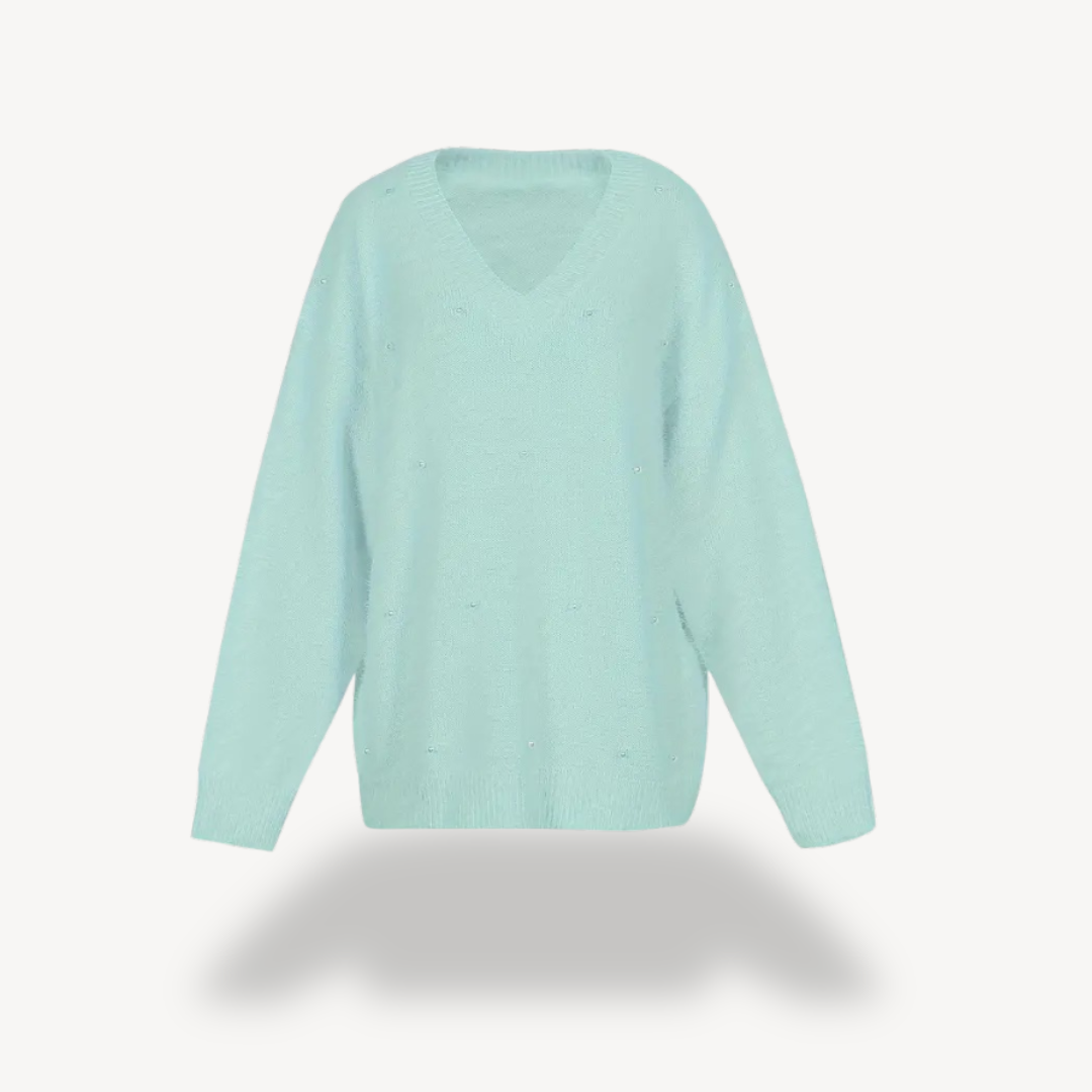 Pearl Detail V-Neck Sweater for Women