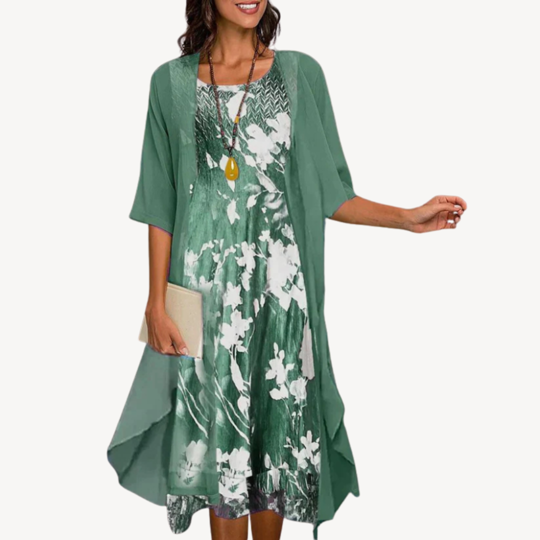 Women's Floral Chiffon Dress Set