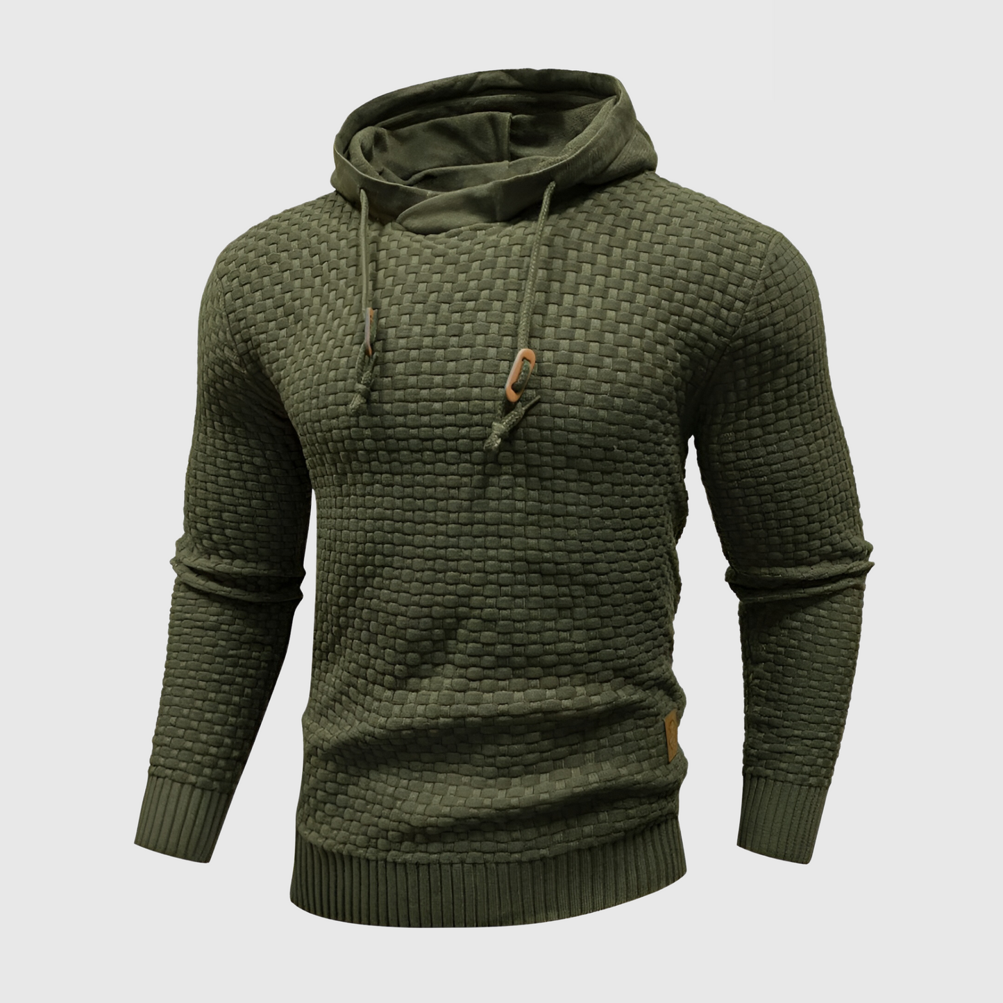 Men’s Textured Knit Hoodie With Cowl Hood
