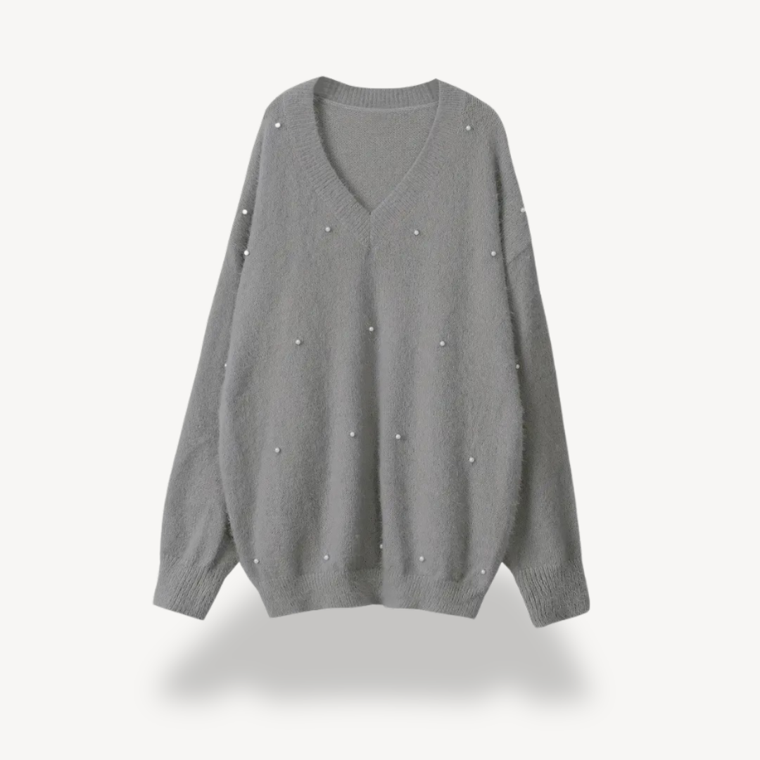 Pearl Detail V-Neck Sweater for Women