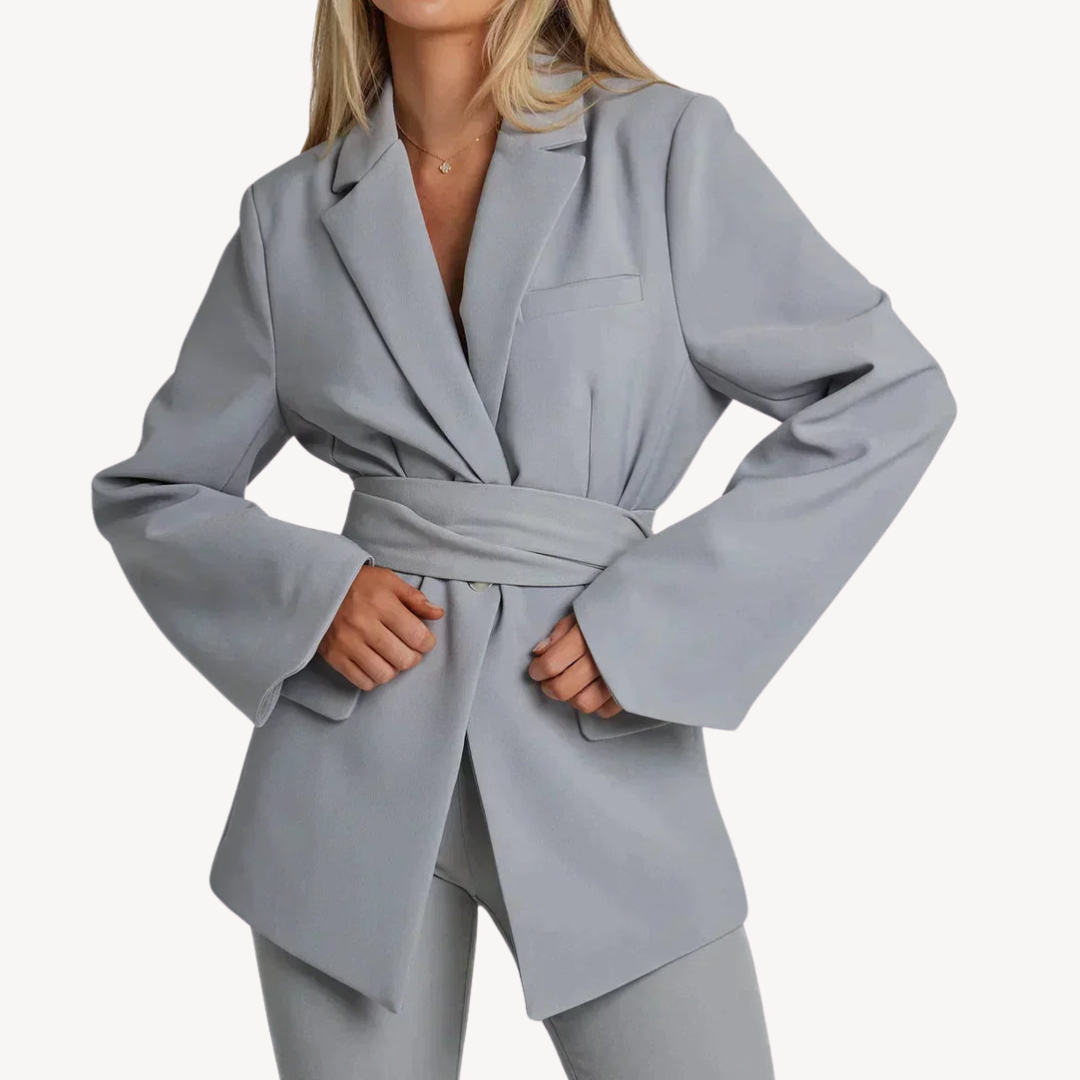 Women's Belted Blazer – Elegant Suit Jacket