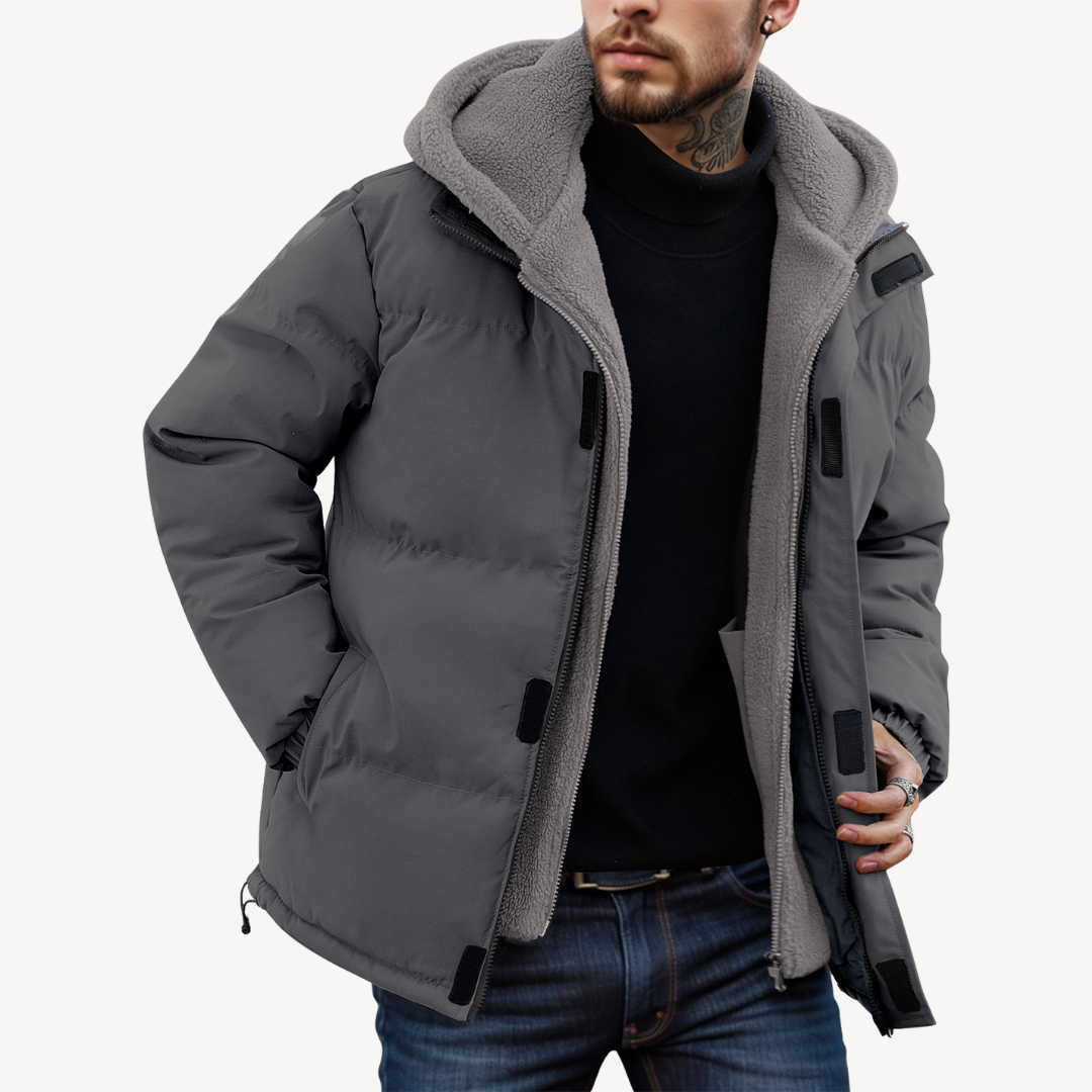 Men's Warm Nylon Winter Coat Puffer Jacket with Hood
