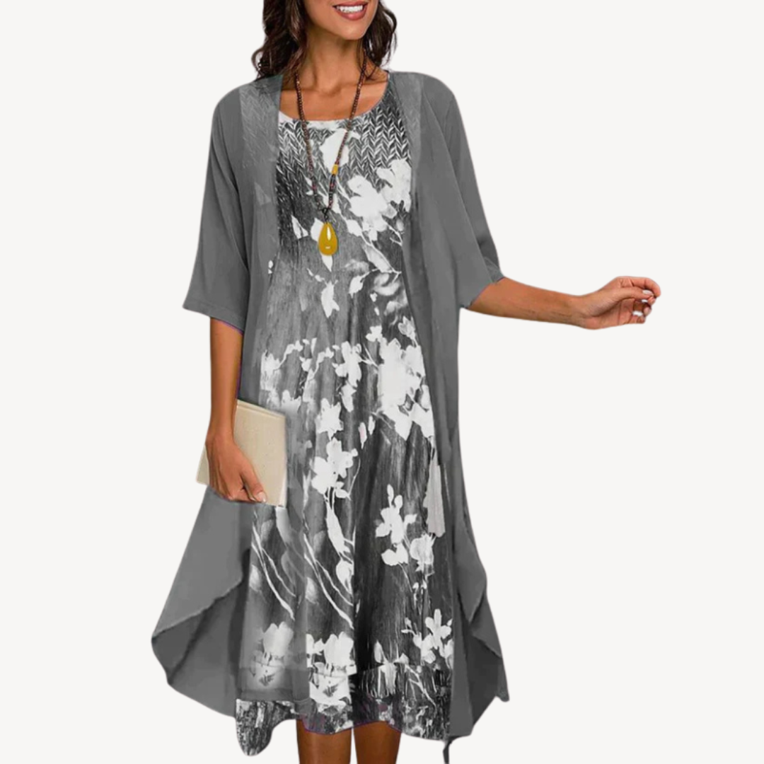 Women's Floral Chiffon Dress Set
