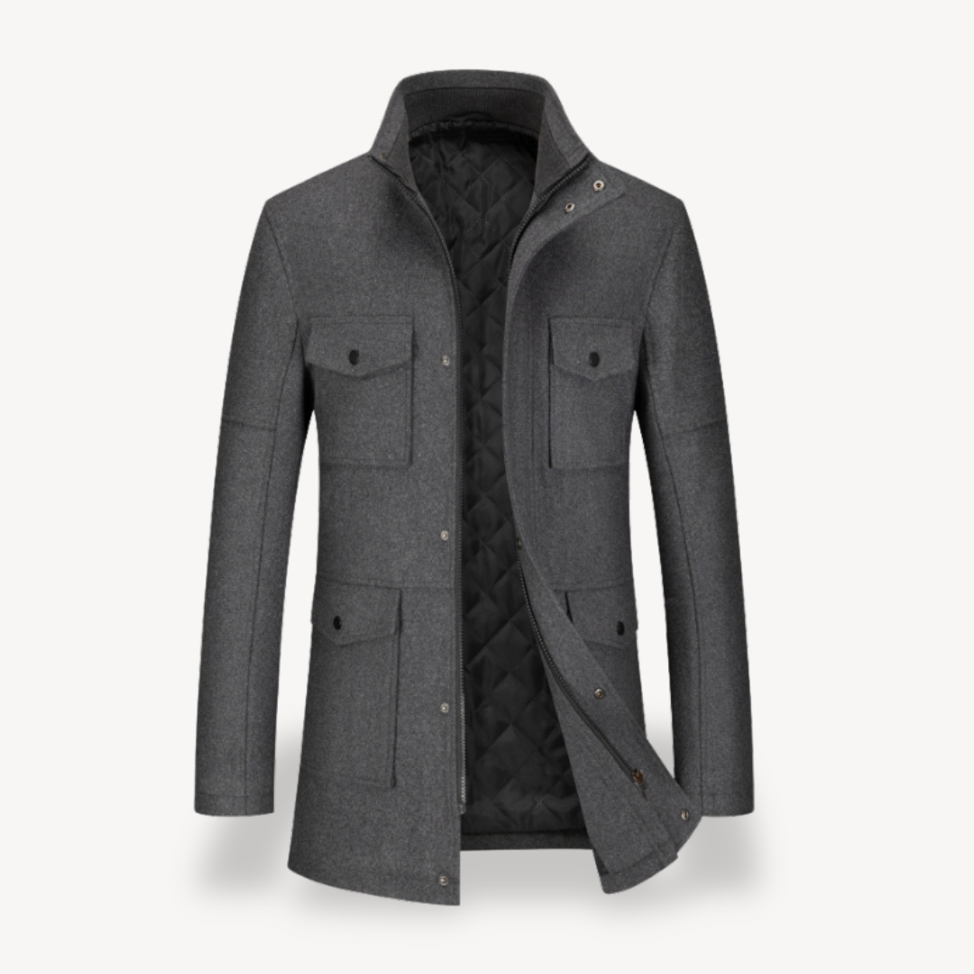 Men’s Wool Blend Jacket with Quilted Lining