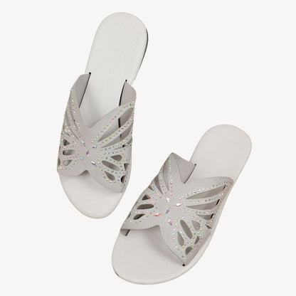 Women's Orthopedic Rhinestone Butterfly Flat Sandals