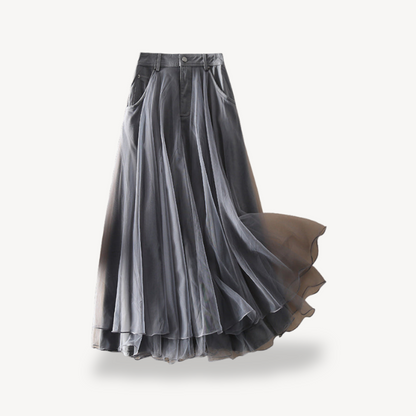 High Waist Gothic Maxi Skirt Women Chiffon