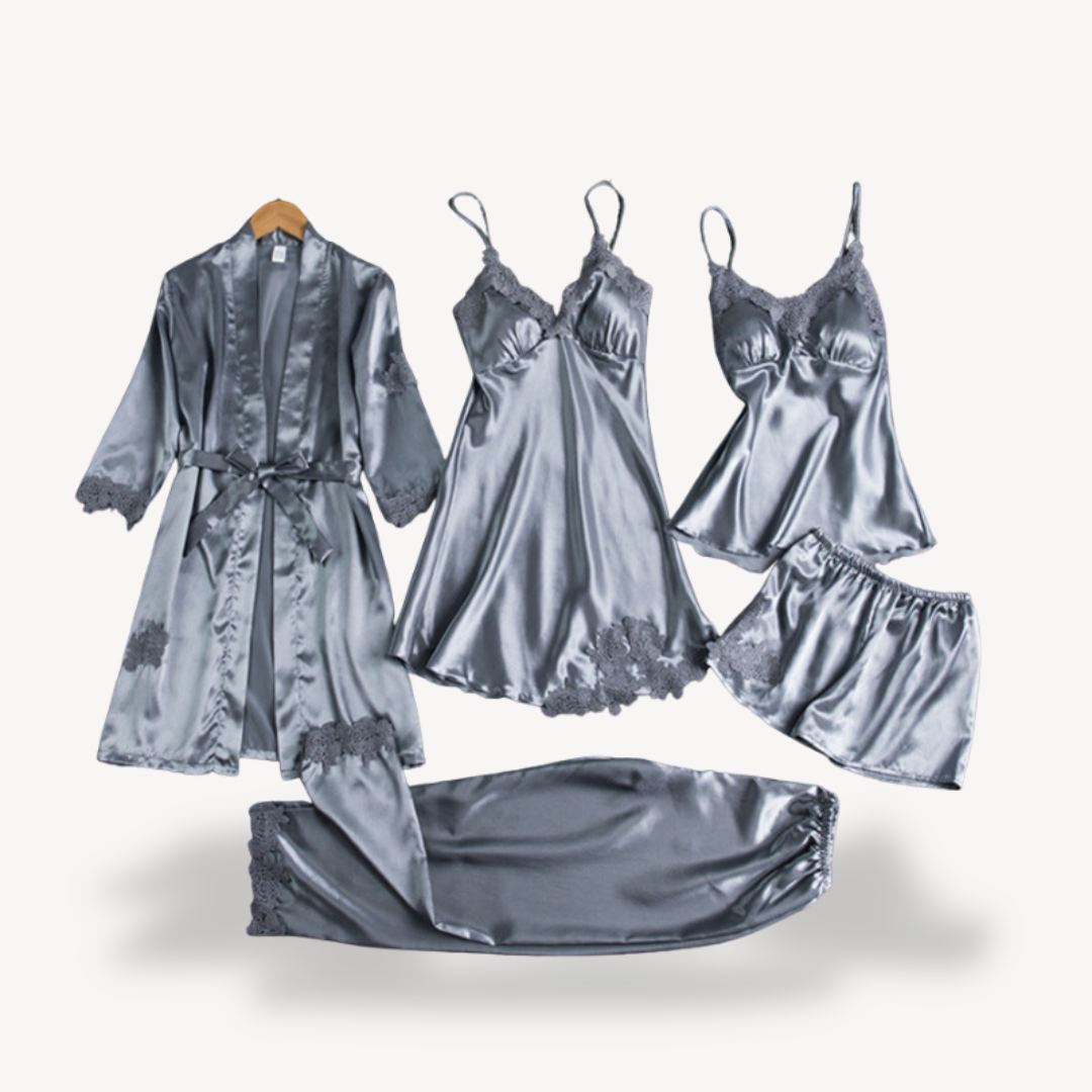Lace Satin Lingerie Set with Robe