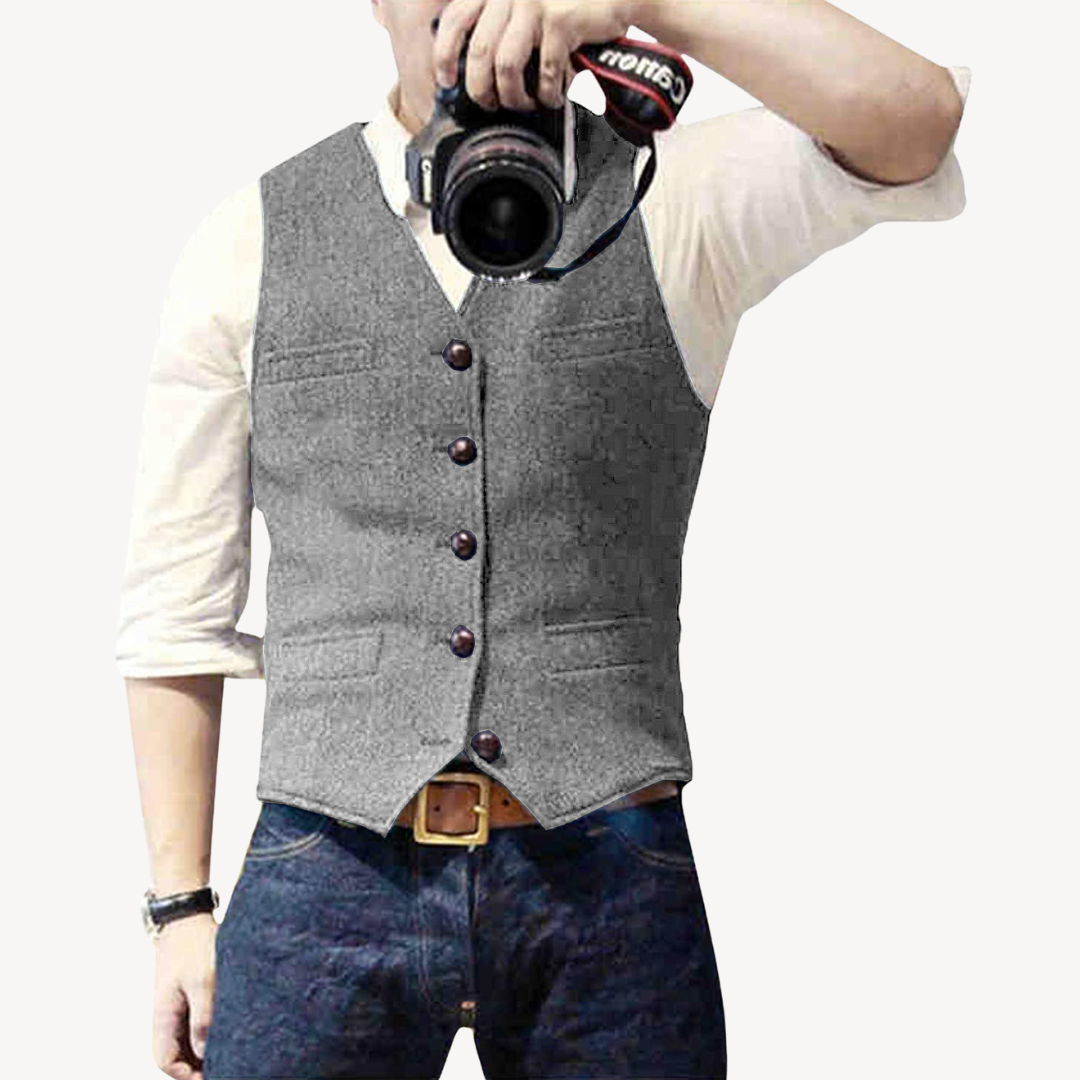 Men's Buttoned Wool Vest