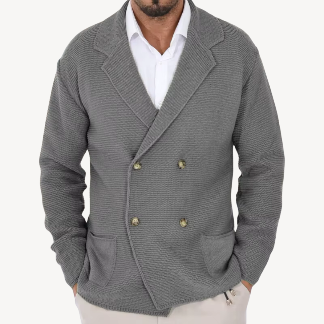 Double-Breasted Knit Cardigan for Men