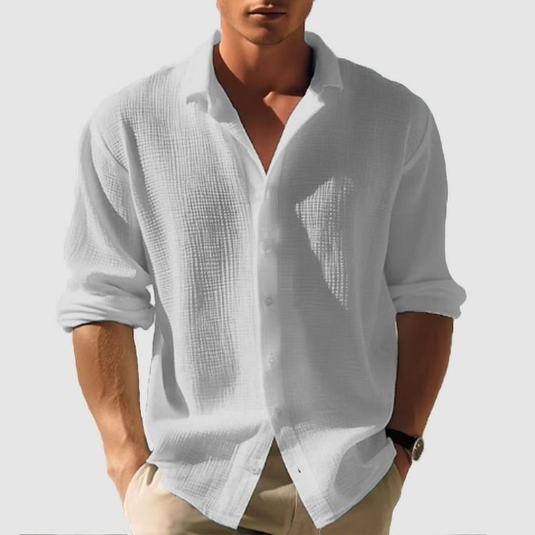 Men's Relaxed Fit Cotton Long Sleeve Shirt