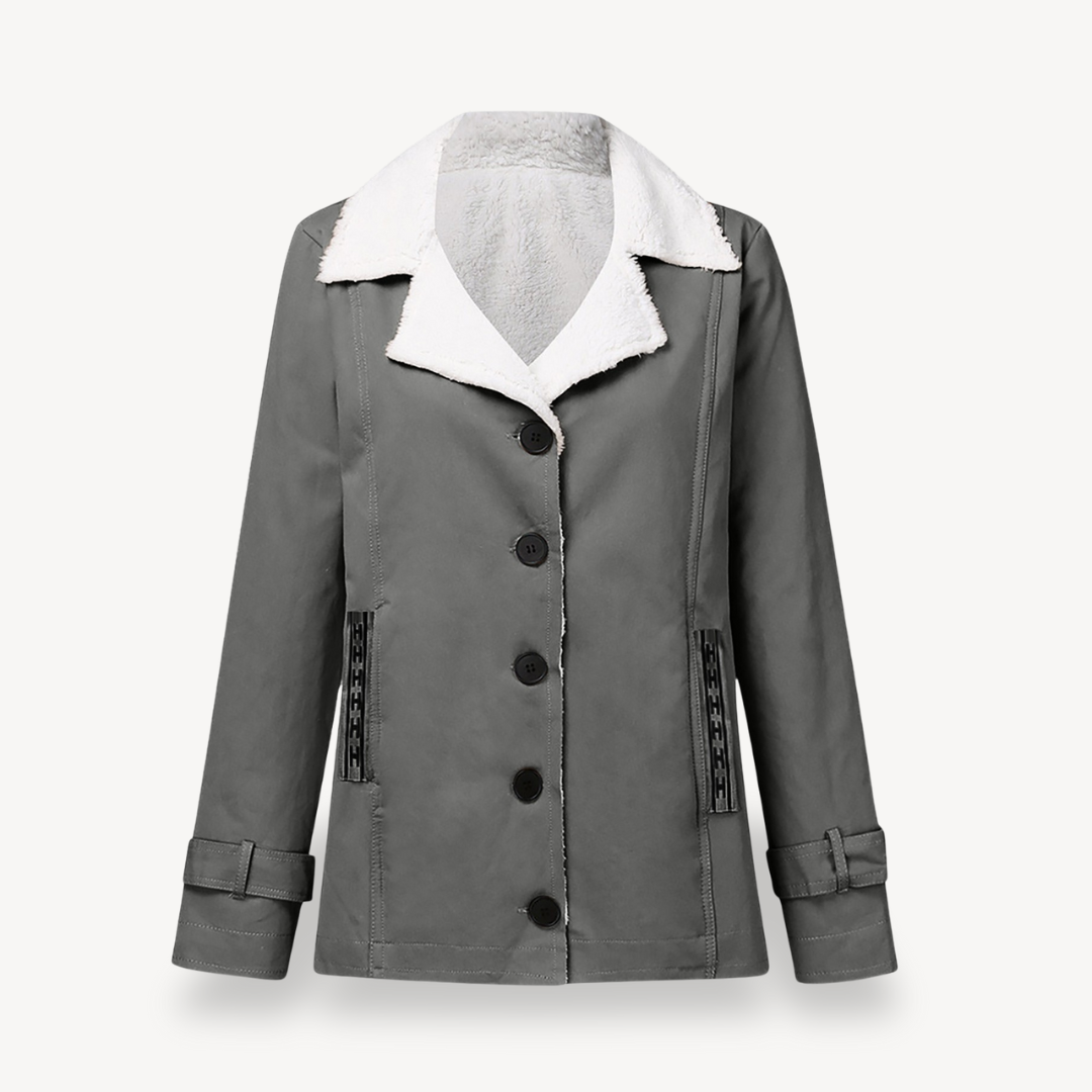 Women’s Fleece-Lined Coat with Buttons