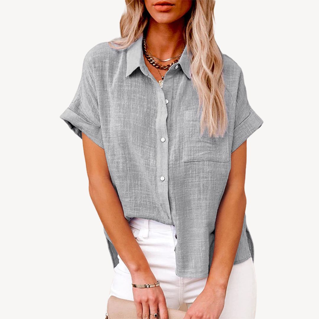 Women's Short Sleeve Linen Shirt