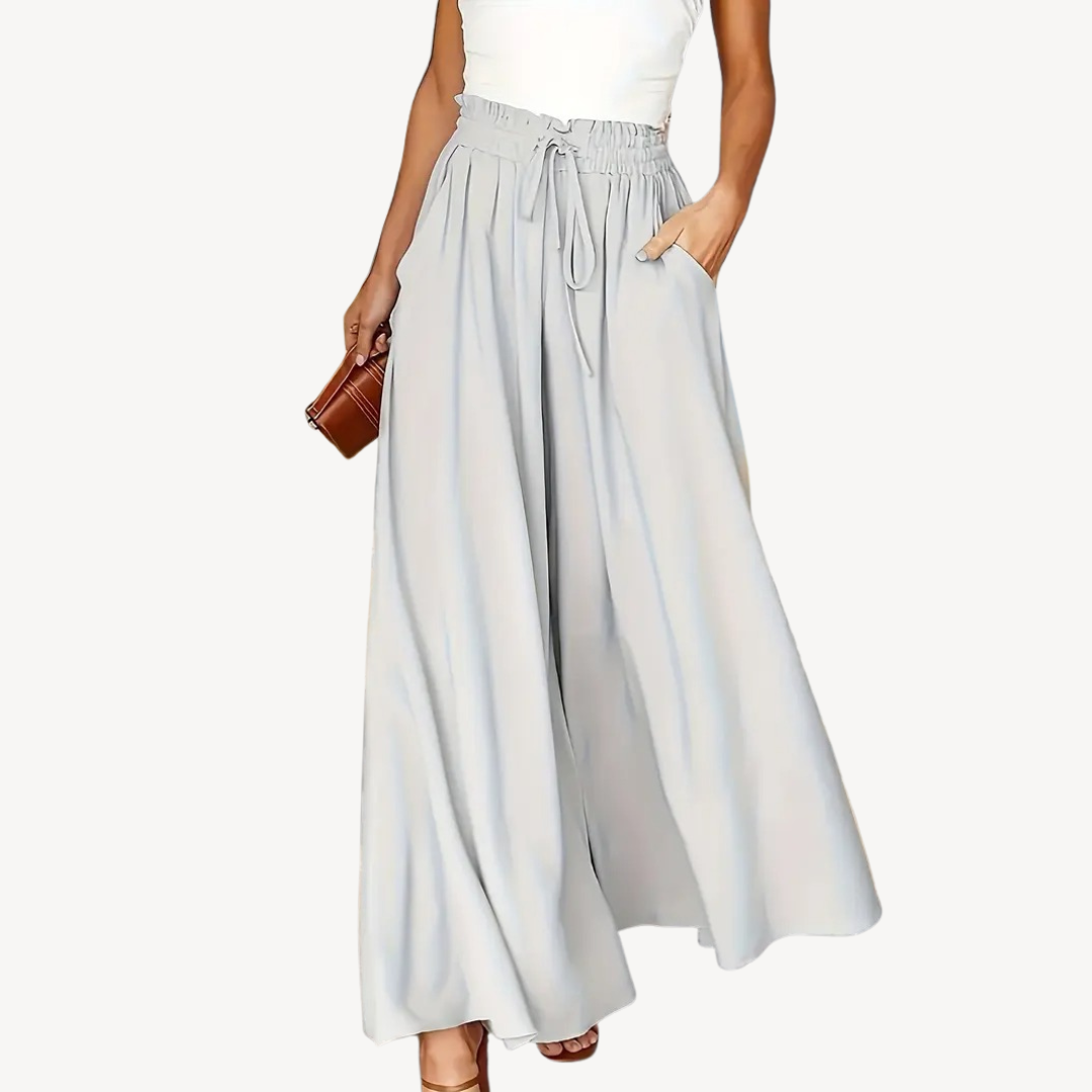 Wide-Legged Drawstring Trousers